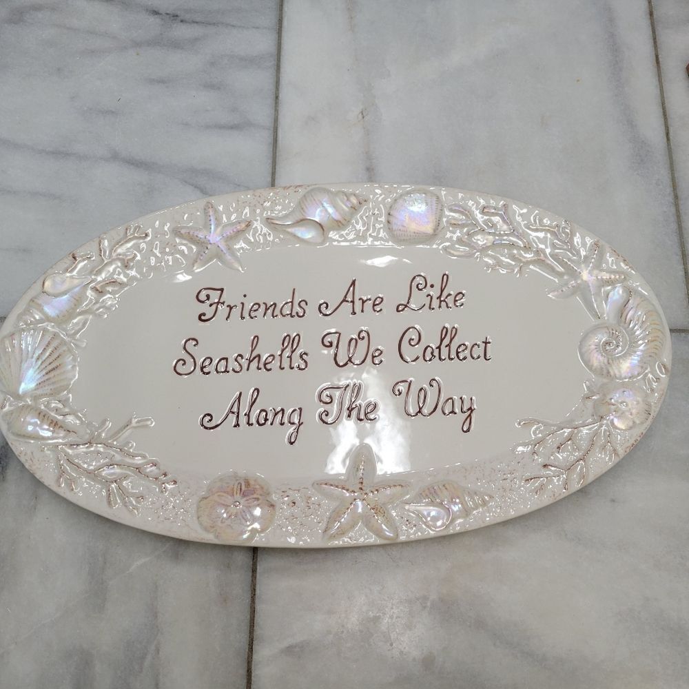 Beach House Friends Seashells Decorative Plaque Coastal Cottage Decor